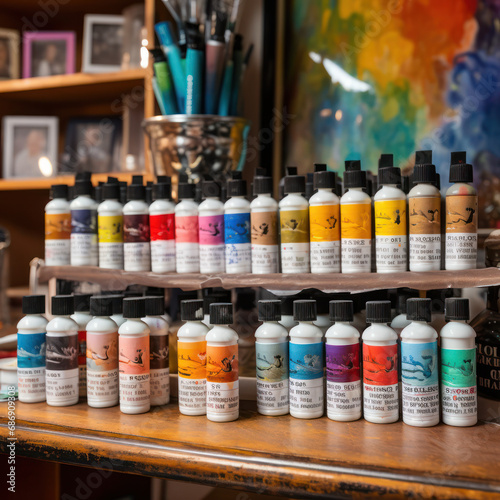 Artist's Palette: Vibrant Set of Labeled Acrylic Paints