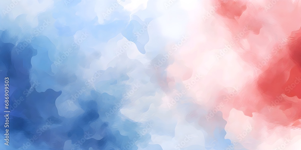 Abstract blue and red watercolor background blending into white, suitable for design concepts and wallpapers.