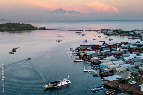 fisherman village Bungin island aerial view photo