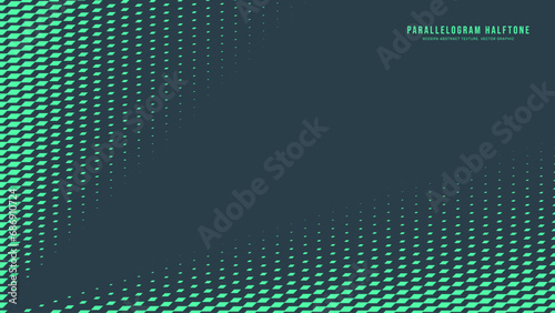 Parallelogram Half Tone Vector Dynamic Light Rays Border Eye Catching Abstract Background. Mod Halftone Graphic Rush Pattern Turquoise Overlay Texture. Conceptual Mint Abstraction Green Wallpaper