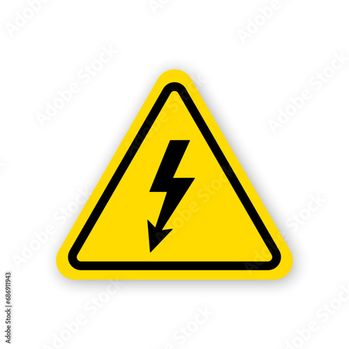 Free Download High voltage triangle flat icon. Vector element of black color on yellow background. Best for print, package, mobile apps, UI and web design. - GFXLoad