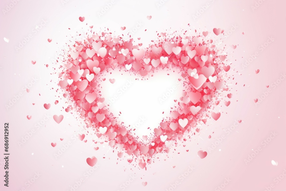 Abstract heart shaped confetti. Background with selective focus and copy space Abstract heart shaped confetti. Background with selective focus and copy space