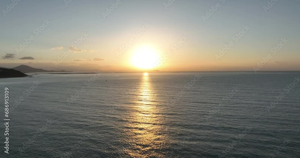 Aerial view of sunrise over sea landscape Aerial view of sunrise over sea landscape