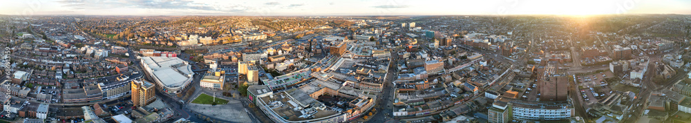 Aerial view of Central Luton City of England During Sunset Time