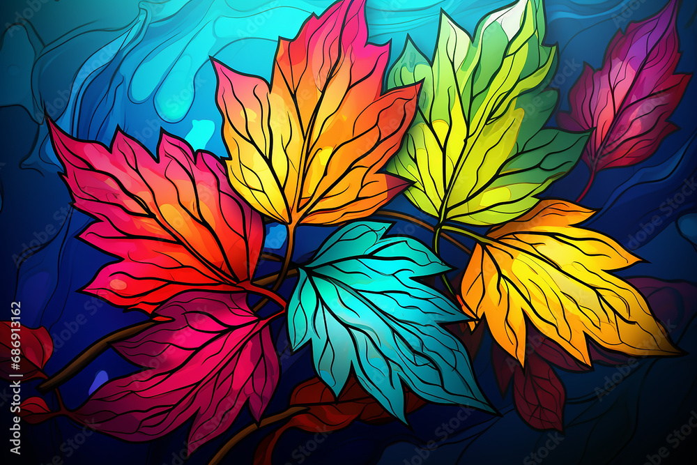 Colorful Leaves Art Background