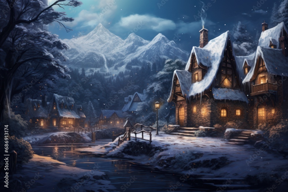 Fairytale Snowfall in Forest Village