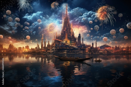 Grand Firework Show Ushering in New Year 2024 photo