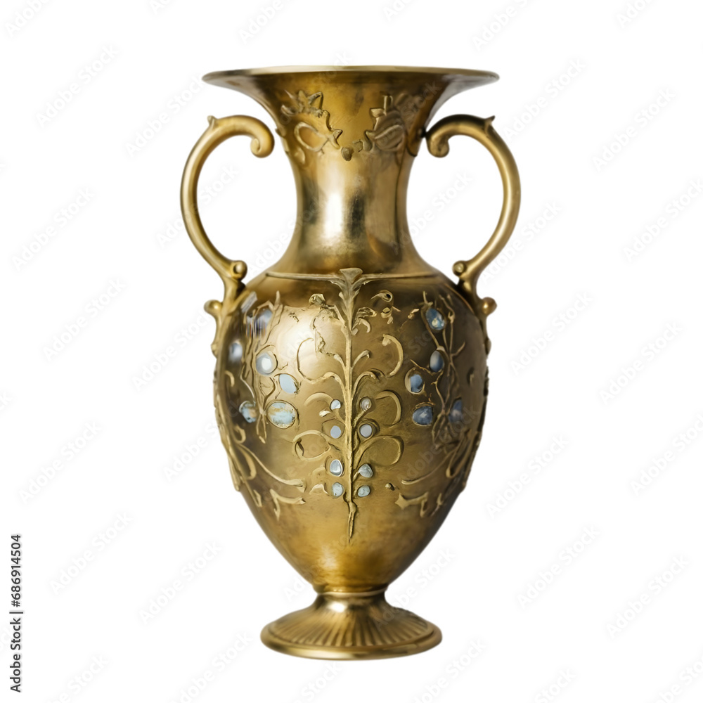 Antique Art Nouveau vase Illustration Art with a Transparent Background Generative AI.