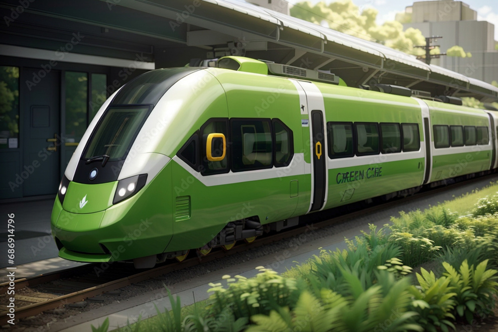 Fototapeta premium train in the station | green concepts | echo | transportation 