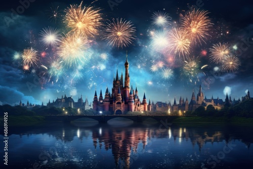 Majestic Fireworks Display Celebrating New Year 2024