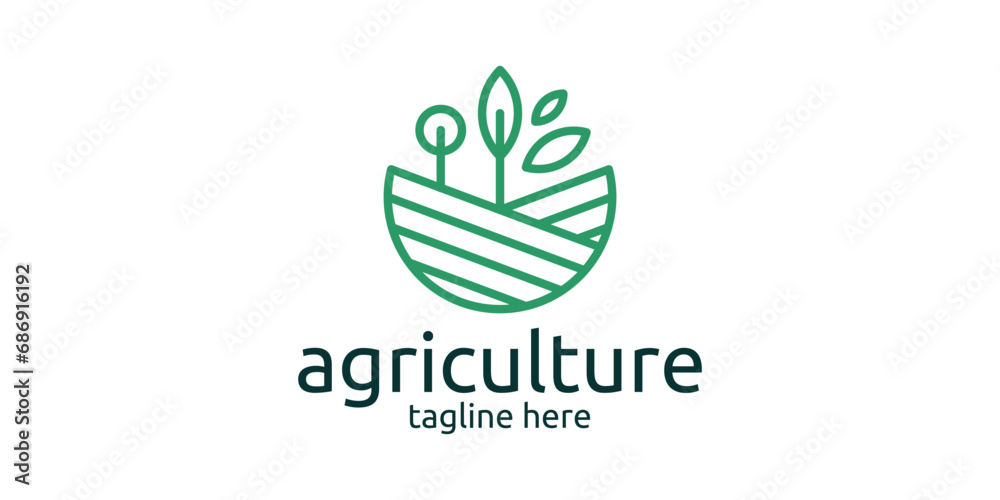 agricultural logo design with minimalist line style. agricultural logo design with minimalist line style.