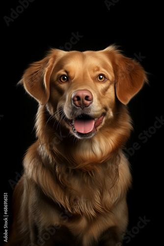 A portrait of a cute dog with simple  plain background. Generative AI. 