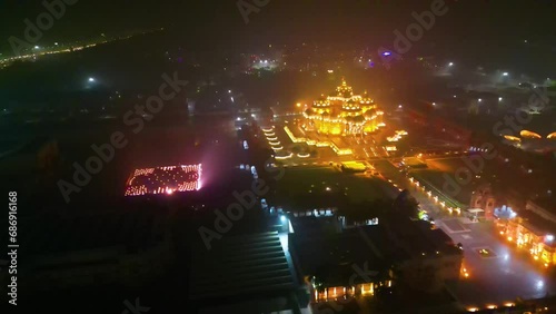 Swaminarayan Akshardham mandir at New Delhi Aerial view photo