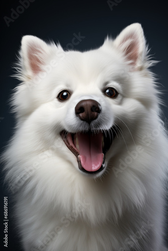 A portrait of a cute dog with simple, plain background. Generative AI.  © Elle Arden 