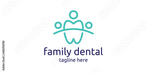 logo design combining tooth shapes with people, dental care logo.