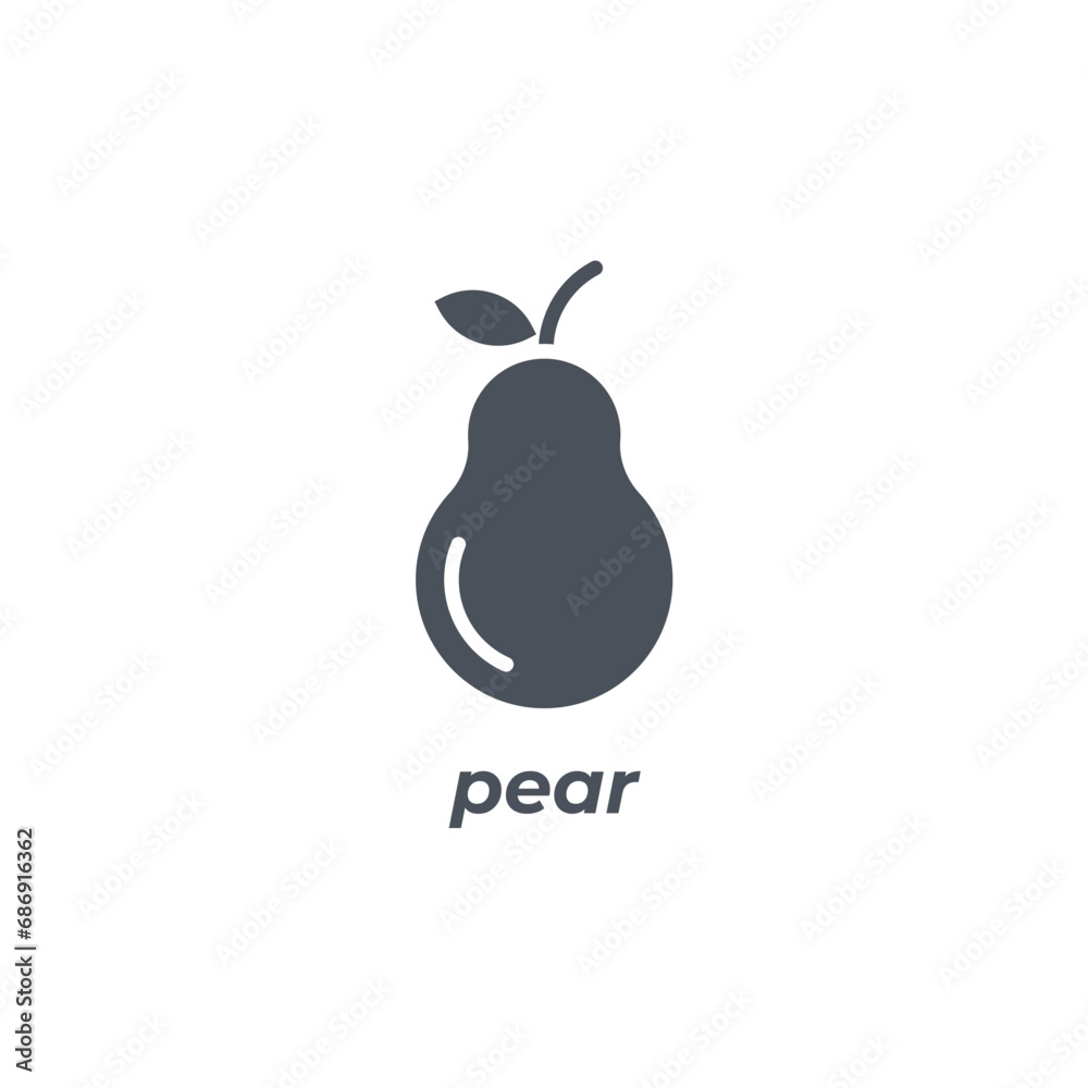 Vector sign of the pear symbol isolated on a white background. icon color editable.