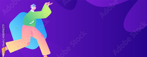 People exercising healthy running vector internet operation illustration
