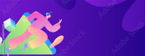 People exercising healthy running vector internet operation illustration
