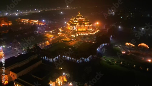 Swaminarayan Akshardham mandir at New Delhi Aerial view photo