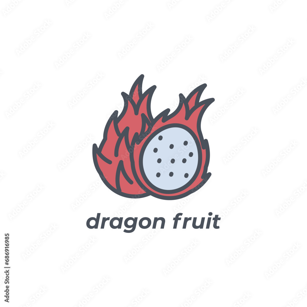Vector sign of the dragon fruit symbol isolated on a white background. icon color editable. Vector sign of the dragon fruit symbol isolated on a white background. icon color editable.