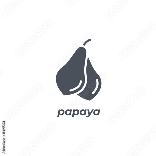 Vector sign of the papaya symbol isolated on a white background. icon color editable.