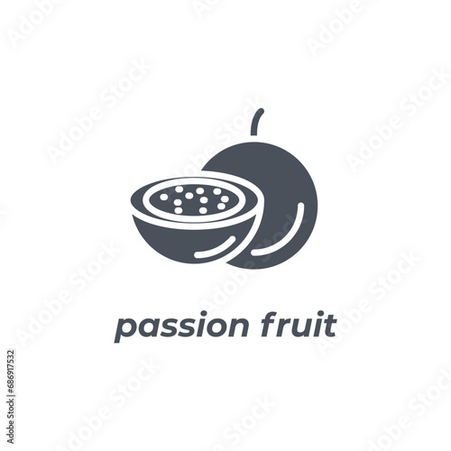 Vector sign of the passion fruit symbol isolated on a white background. icon color editable.