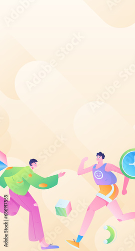 People exercising healthy running vector internet operation illustration 