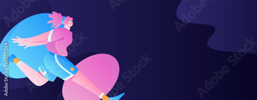 People exercising healthy running vector internet operation illustration
