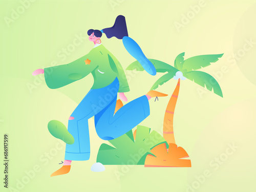 People exercising healthy running vector internet operation illustration
