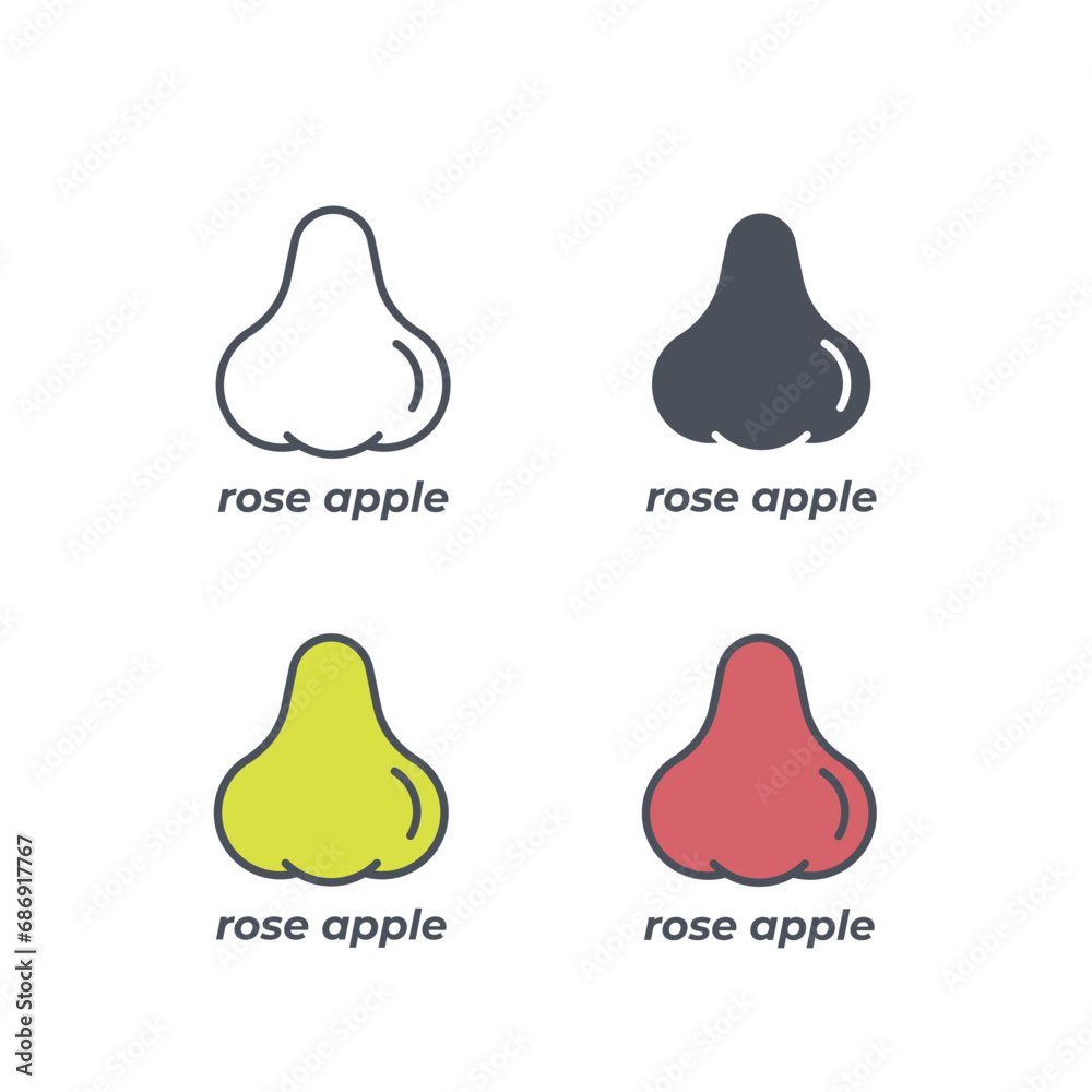 Vector sign of the rose apple symbol isolated on a white background. icon color editable. Vector sign of the rose apple symbol isolated on a white background. icon color editable.