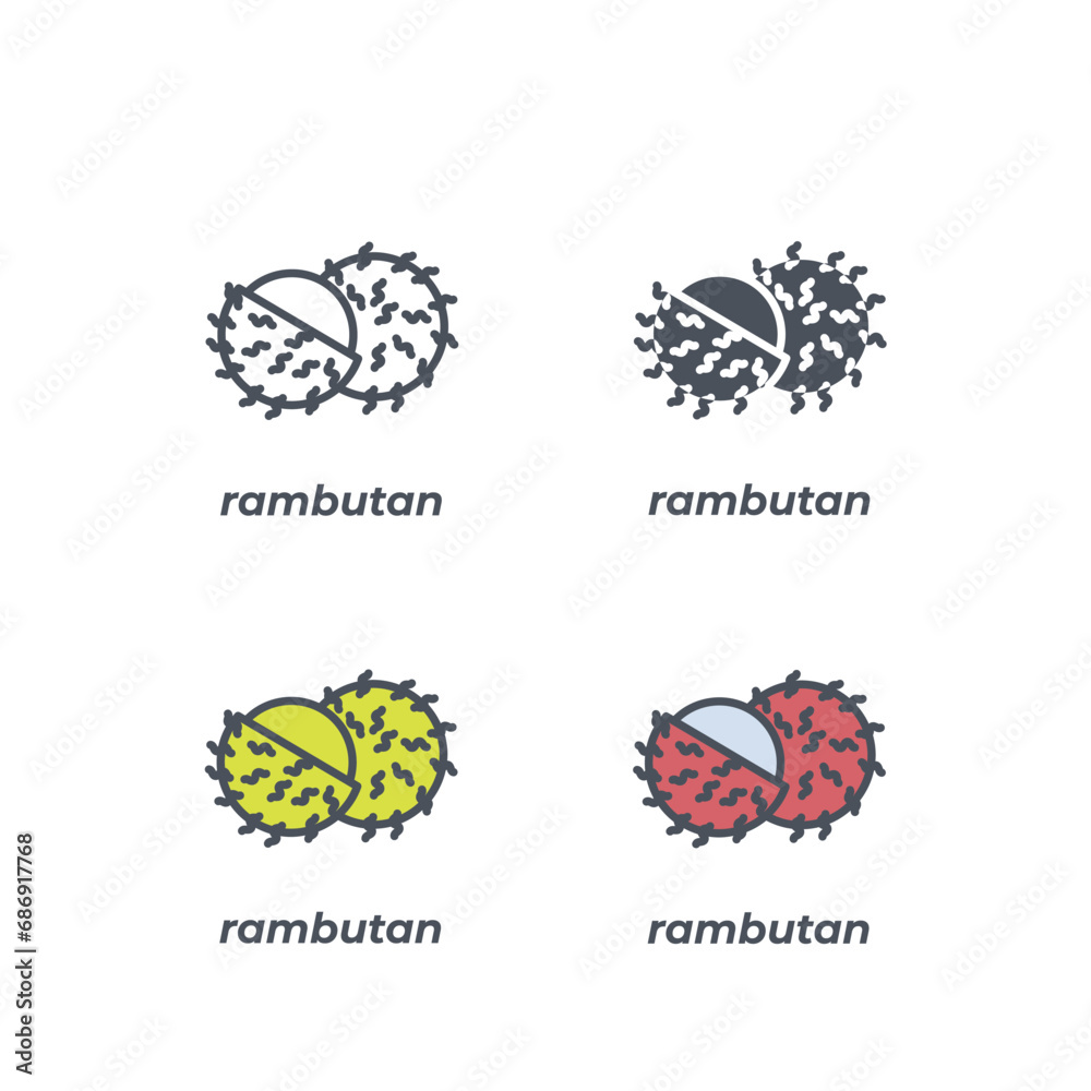 Vector sign of the rambutan symbol isolated on a white background. icon color editable.