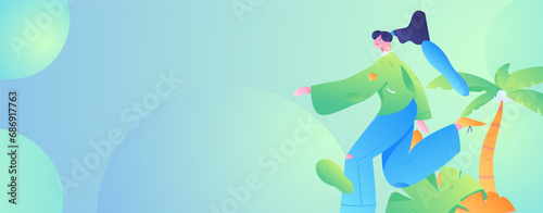 People exercising healthy running vector internet operation illustration

