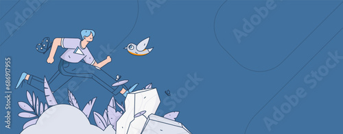 People exercising healthy running vector internet operation illustration
