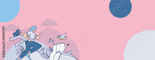 People exercising healthy running vector internet operation illustration
