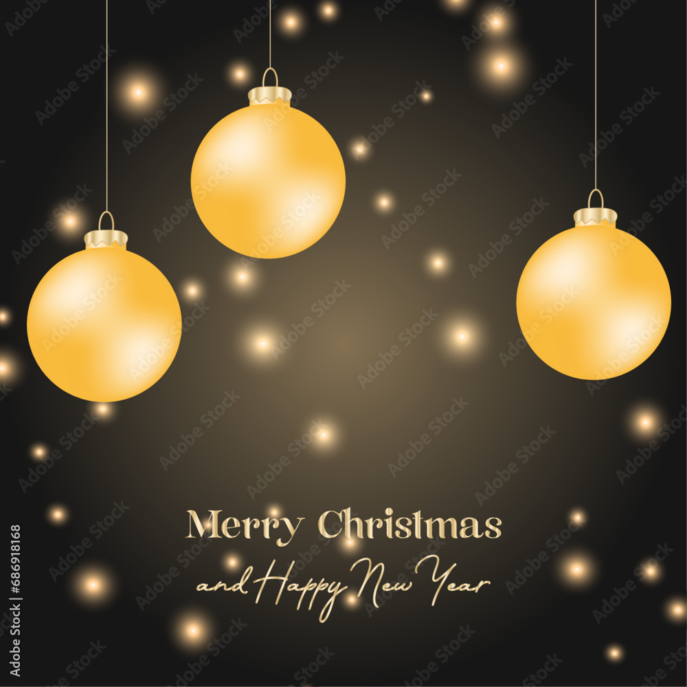 Christmas dark background with 3d gold balls Christmas dark background with 3d gold balls