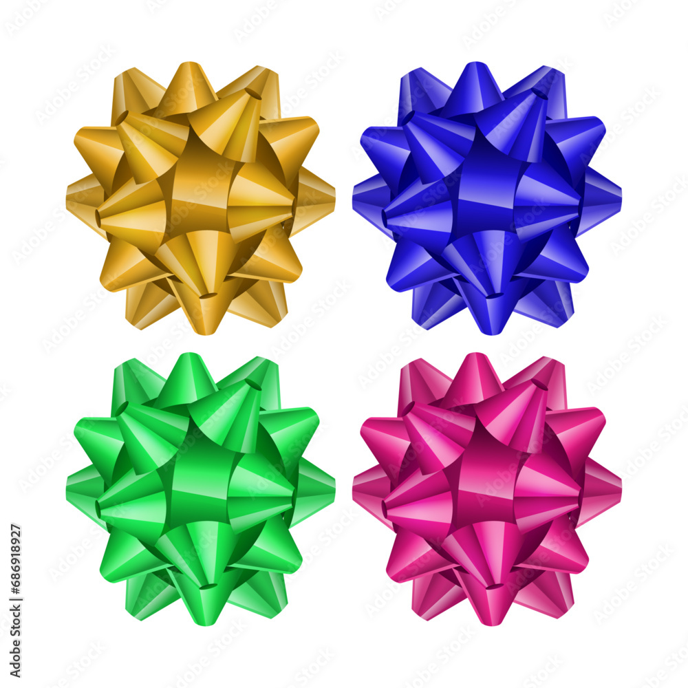 Vector gift bows decorate celebration box set Vector gift bows decorate celebration box set