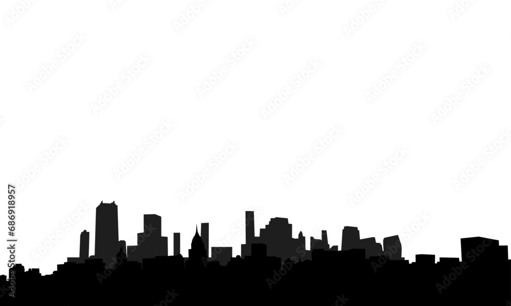 Vector silhouette skyline illustration on white