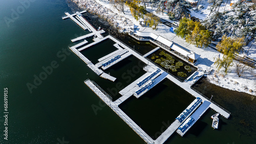 Landscape of the slipway of Nanhu Park in Changchun, China after snow