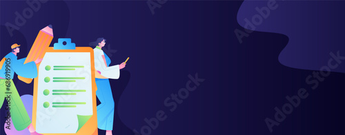 Invite friends to conduct questionnaire flat vector concept operation hand drawn illustration
