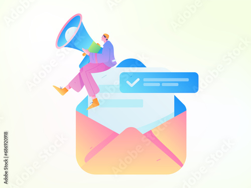 Invite friends to conduct questionnaire flat vector concept operation hand drawn illustration
