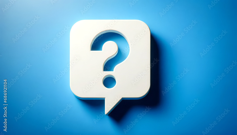 White Question Mark Thought Bubble on Blue Background White Question Mark Thought Bubble on Blue Background