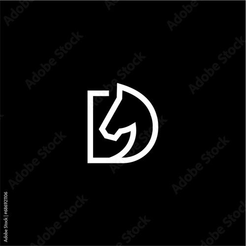 minimalist logo horse line letter D photo