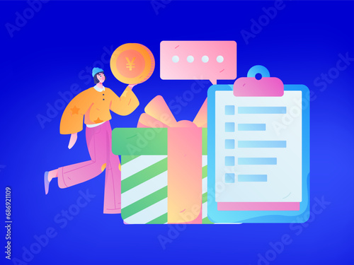 Invite friends to conduct questionnaire flat vector concept operation hand drawn illustration
