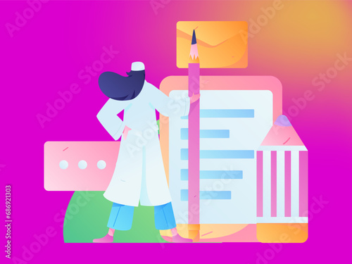Invite friends to conduct questionnaire flat vector concept operation hand drawn illustration
