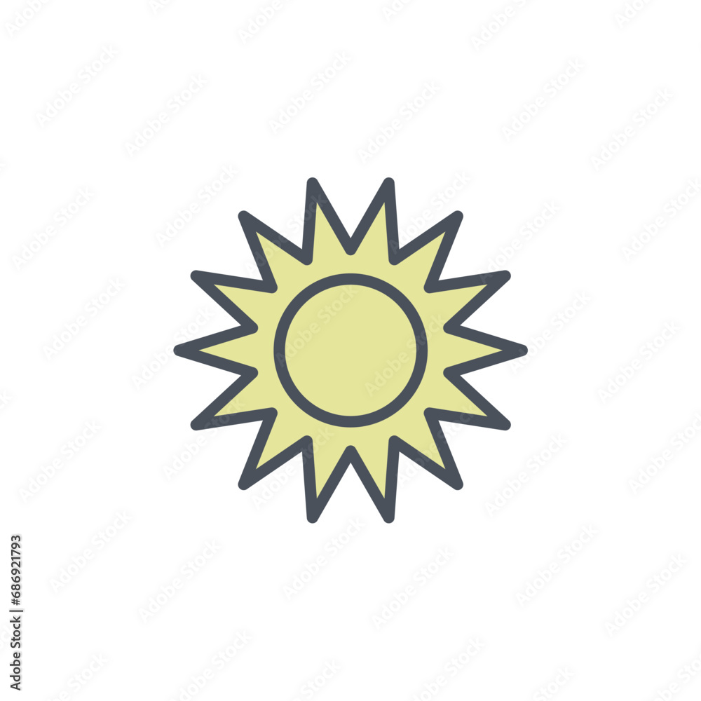 Vector sign of the sunlight symbol isolated on a white background. icon color editable.