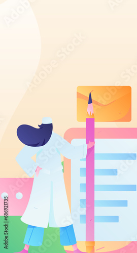 Invite friends to conduct questionnaire flat vector concept operation hand drawn illustration
