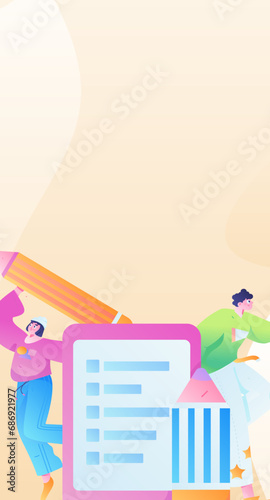 Invite friends to conduct questionnaire flat vector concept operation hand drawn illustration
