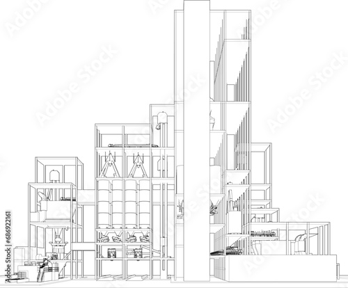 3D illustration of industrial building
