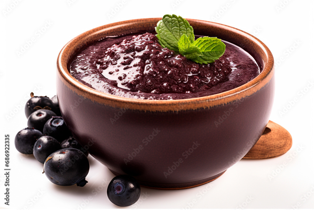 Açaí in a bowl, a purple explosion of Amazonian flavor ready to be enjoyed. Açaí in a bowl, a purple explosion of Amazonian flavor ready to be enjoyed.