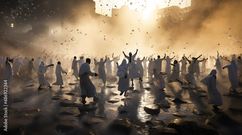 Pilgrims Engage in Reverent Spiritual Rituals, Harmoniously Performing Sacred Dances and Offering Prayers as a Profound Expression of Their Devotion and Connection to Religion and the Divine